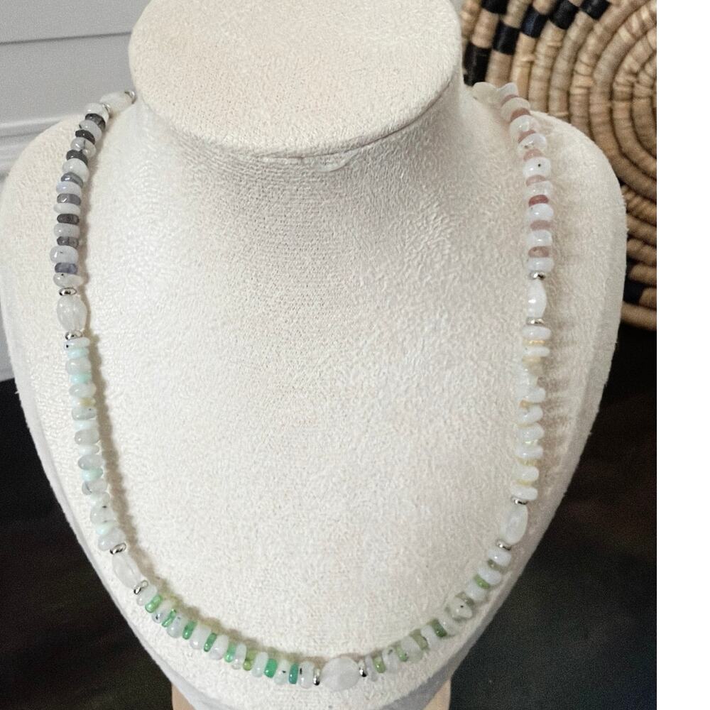 Second Bloom Studio Multi Gemstone Moonstone Opal Necklace 19.25" Magnetic